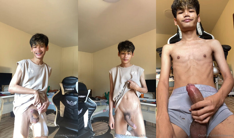 คลิปโป๊เกย์ Onlyfans น้องต๊ะ Kitnewacc หนุ่มชายแท้หุ่นลีนแต่ควยอย่างใหญ่ เงี่ยนๆเลยตั้งกล้องชักว่าวโชว์หน้ากล้องเล่นเสียวๆ ควยใหญ่มาก
