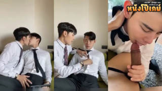 คลิปโป๊เกย์ พนักงานหนุ่มออฟฟิศพึ่งดีลงานลูกค้าเสร็จเกิดเงี่ยนเลยดีลกันเองต่อ ผลัดกันดูดควยผลัดกันเย็ดฉลองที่ขายงานสำเร็จ